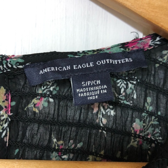 AEO Boho Floral Sheer Bell Sleeve Top - Picture 8 of 9